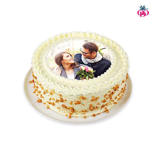 Caramel Couple Photo Cake with Nuts added : Photo Cake Design