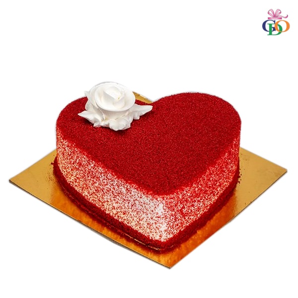 White Rose Heart Shape Cake