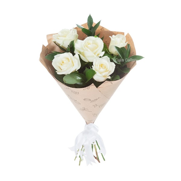 White Rose Bouquet: Send Flowers to Dubai Online