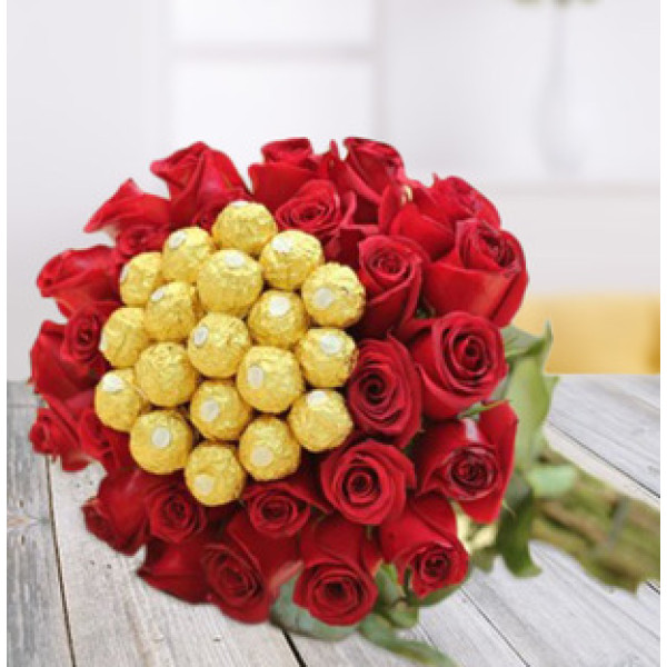 Flower and chocolate bouquet