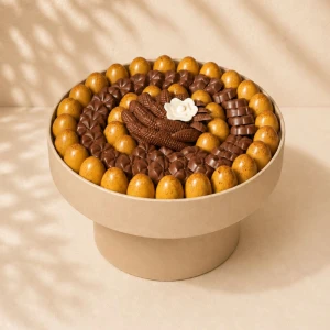 Luxury round chocolate gift box filled with premium handcrafted Belgian assorted chocolates for birthdays, corporate gifting, and same-day delivery in