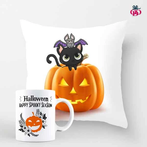 Halloween Cushion and Mug Combo - Halloween Gifts
