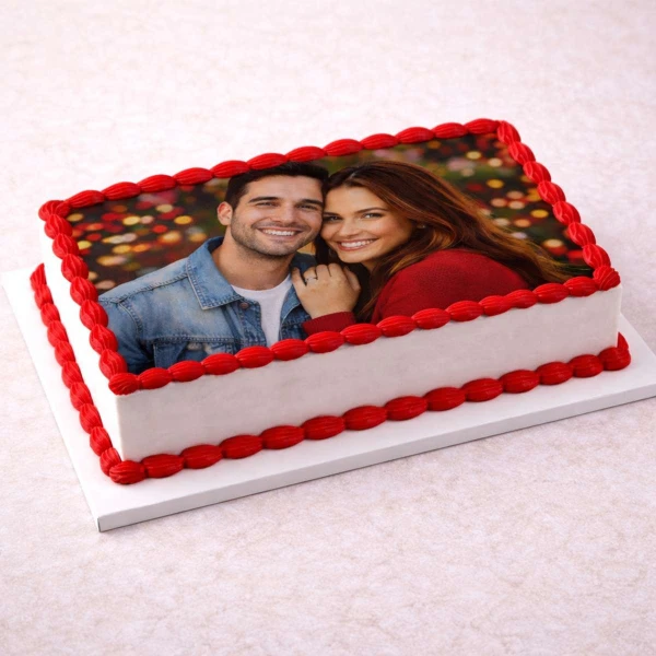 Custom photo cake gift with couple image – personalized birthday surprise delivery in Dubai UAE
