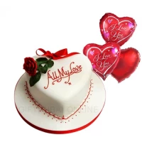 Valentine Cake with Love You Balloon