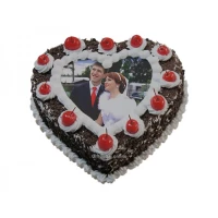 Heart Shape Black Forest Photo Cake 