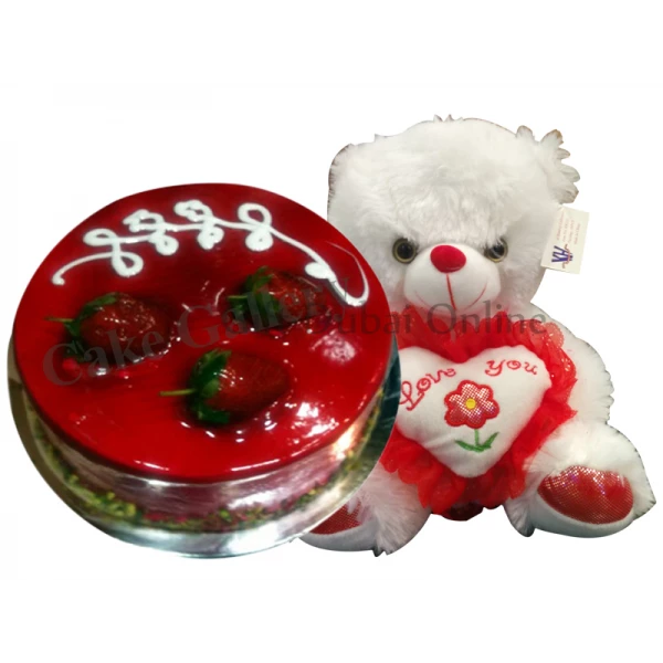 Send Teddy bear with cake Online | Free Delivery | Gift Jaipur