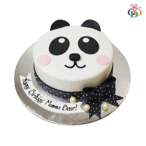 Panda Face Design Chocolate Fondant Cake: Panda Cake
