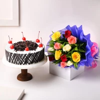 Mixed Flowers Black Forest Combo