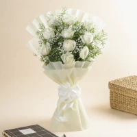 9 White Roses Bouquet 