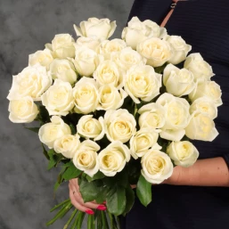 50 White Rose Flower Bouquet