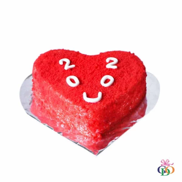 Heart Shape Red Velvet New Year Cake