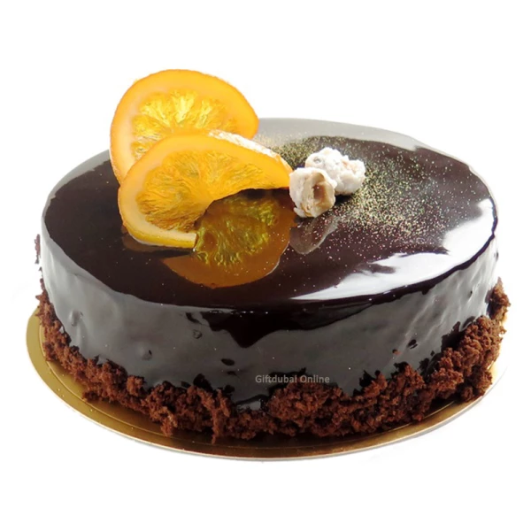 Chocolate Cake Decorated Lemon Piece arranged on top