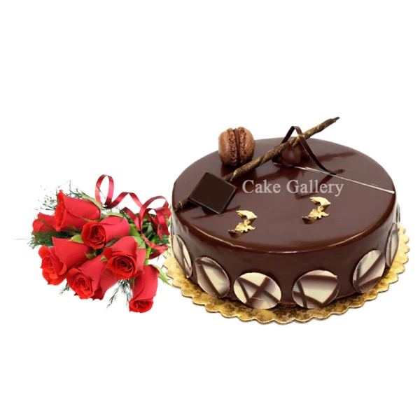 Flower Chocolate Cake: cake and flower delivery in dubai