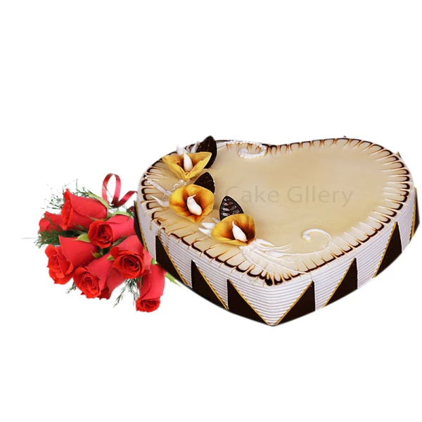 Heart Shape Cake Flower combo