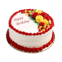 Happy Birthday Cake with Edible Flowers
