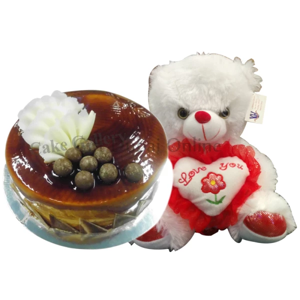 Teddy Bear Caramel Cake Combo: Caramel Cake Design