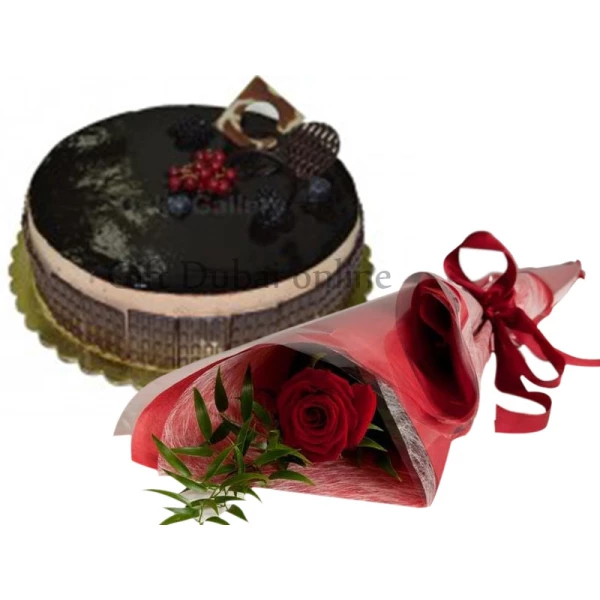 Net Chocolate Cake Flower Combo Gift