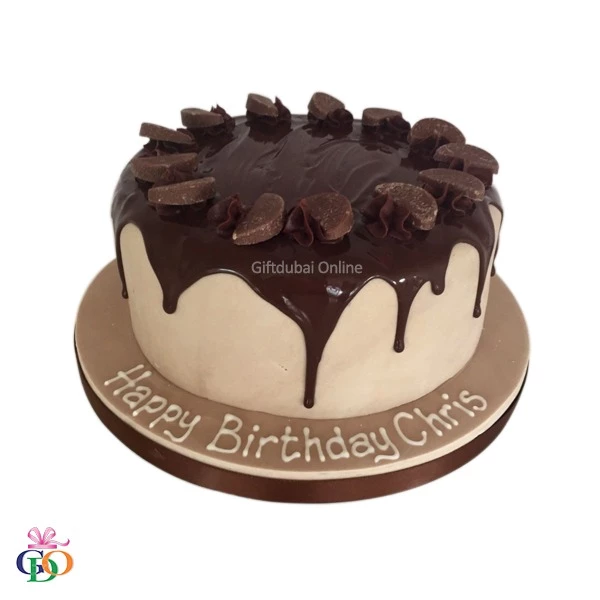Vanilla and Chocolate Mix Sponge Cake with Chocolate flavour and Chocolate arranged on top