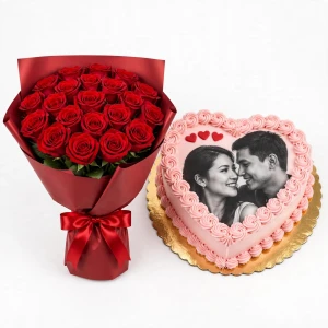 Heart Shape photo cake Combo: Photo Cake Design