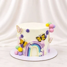 Pastel Rainbow Butterfly Birthday Cake