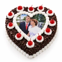 Heart Shape Black Forest Photo Cake 