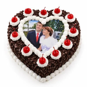 Heart Shape Black Forest Photo Cake 