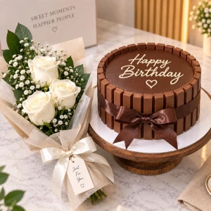 kitkat-birthday-cake-with-white-roses-combo-dubai