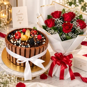 kitkat cake flower combo