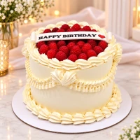 Vintage Raspberry Birthday Cake