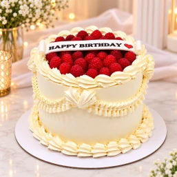 Vintage Raspberry Birthday Cake