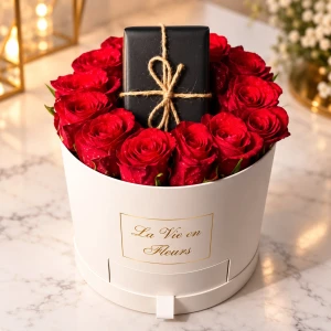 Box of red roses and belgium chocoalte : Red Rose Flowers in Dubai